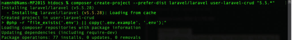 Hình Ảnh Cài Đặt Và Khởi Tạo Dự Án Laravel Thông Qua Composer Crete-Project