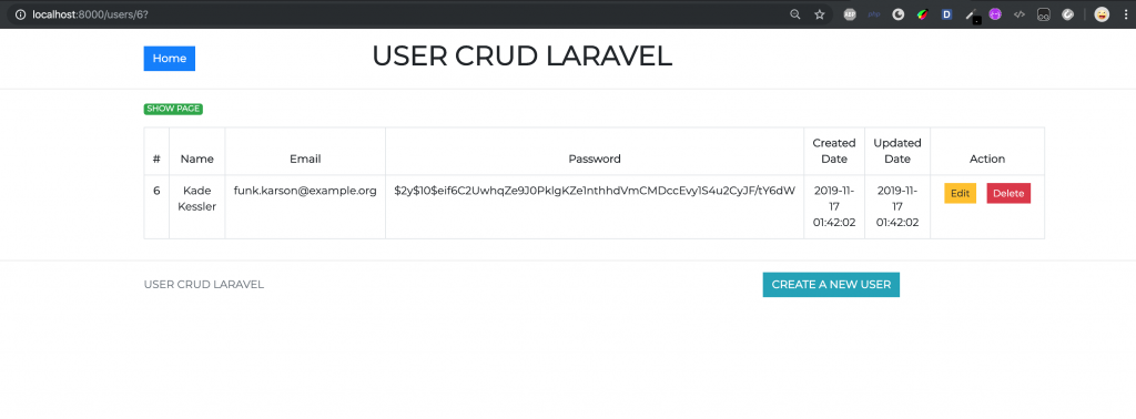 Hình Ảnh Giao Diện Xem Một Người Dùng Laravel CRUD