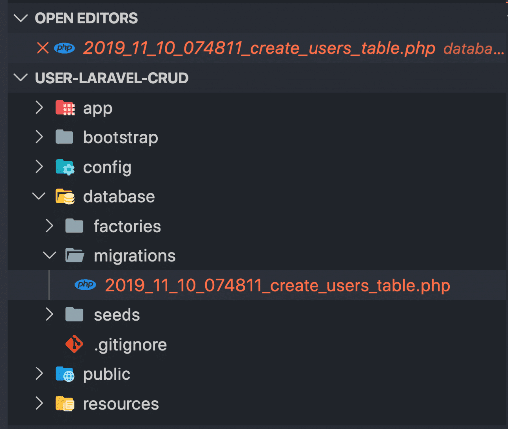 Hình Ảnh Thư Mục Migrations Trong Laravel