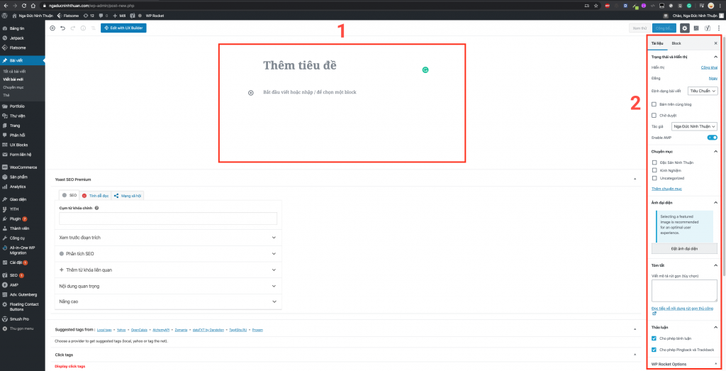 Hình Ảnh Giao Diện Viết Bài Mới Trong WordPress