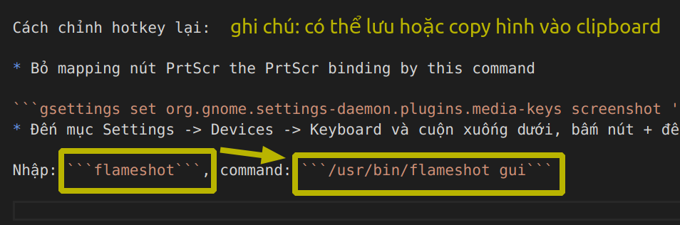 Chỉnh Flameshot theo hướng dẫn